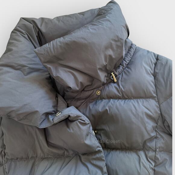 Banana Republic Down Puffer Coat Medium Black Short Length High Collar Winter - Picture 4 of 7